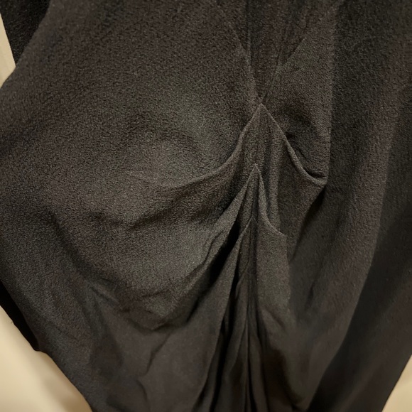 vintage 1930s black crepe mourning dress lace cutout, front gathers, Buttons - Picture 6 of 14